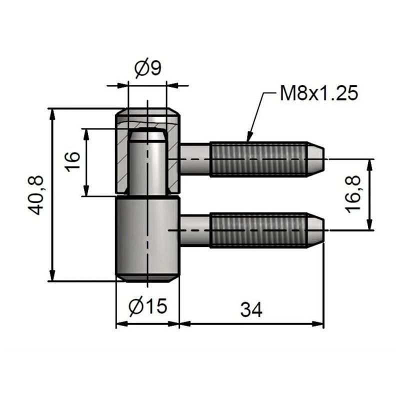 Logu eņģe 40 m8 dzeltena cink