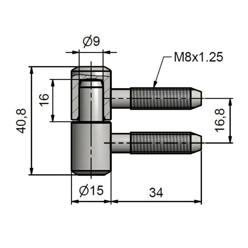 Logu eņģe 40 m8 ral 9010