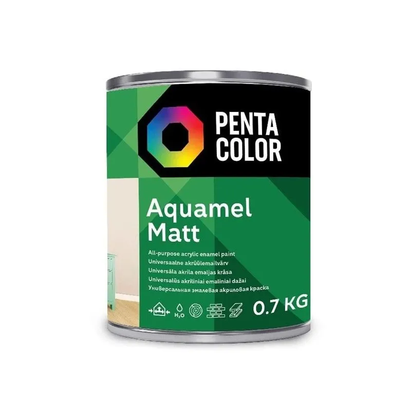 Emaliniai dažai, universalūs Pentacolor Aquamel, matinis, 0.7 kg, balta sp.