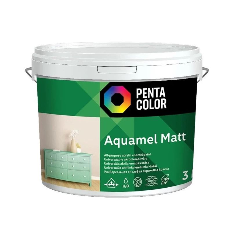 Emaljas krāsa Pentacolor Aquamel. balta. matēts. 3 kg.