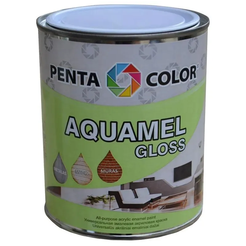 Emaliniai dažai, universalūs Pentacolor Aquamel, blizgus, 0.7 kg, balta sp.
