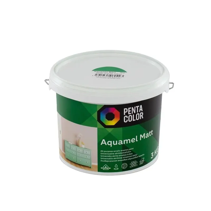 Emaljas krāsa, daudzveidīgs Pentacolor Aquamel, matēts, 3 kg, zaļa krās.