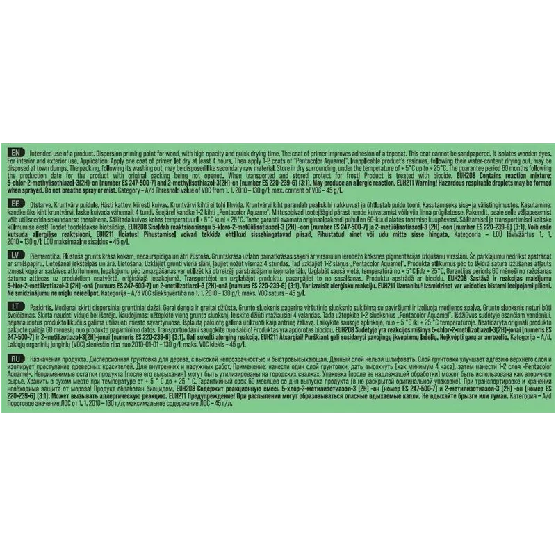 Krāsa, sienas-fasāde-logi Pentacolor Aquamel, matēts, 0.8 kg, balta krās.