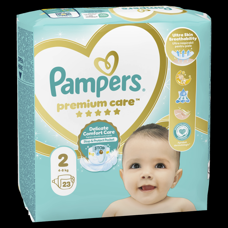 Pampers Premium Care, 2. Izmērs ,Mini, 4–8 Kg, 23 Autiņbiksītes