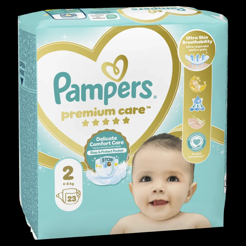 Pampers Premium Care, 2. Izmērs ,Mini, 4–8 Kg, 23 Autiņbiksītes