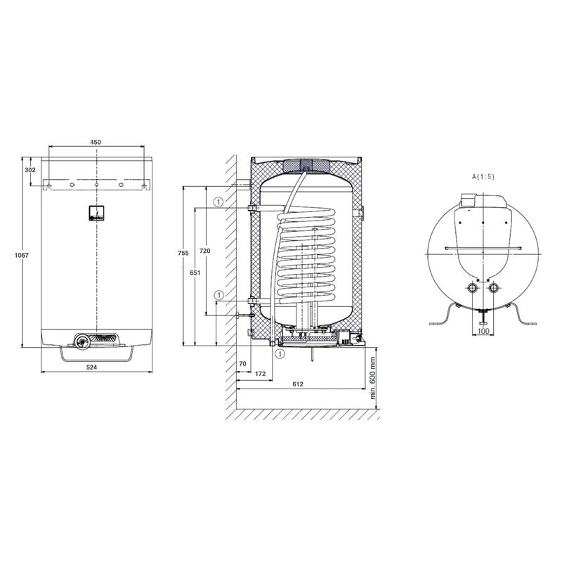 Kombinētais ūdens sildītājs - boileris Dražice Komb OKCE125