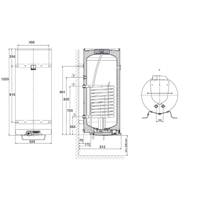 Kombinētais ūdens sildītājs - boileris Dražice Komb OKC160