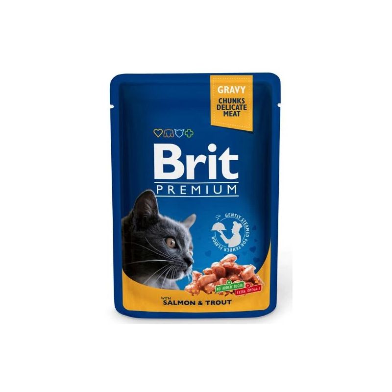 Barība kaķiem Brit ar lasi un foreli, 100 g