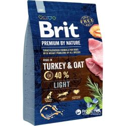 Sausā suņu barība Brit Premium By Nature Light. 3 kg