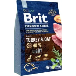 Sausā suņu barība Brit Premium By Nature Light. 3 kg