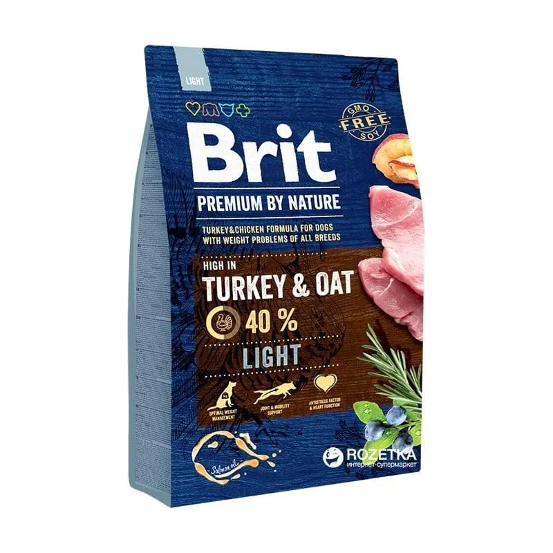 Sausā suņu barība Brit Premium By Nature Light, tītara gaļa, 3 kg