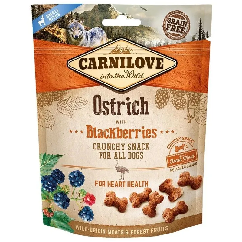 Skanėstas šunims Carnilove Ostrich Blackberries, 0.2 kg