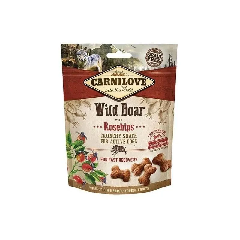 Gardums suņiem Carnilove Chrunchy Wild Boar with Rosehips With Fresh Meat, meža cūkas gaļa, 0.2 kg