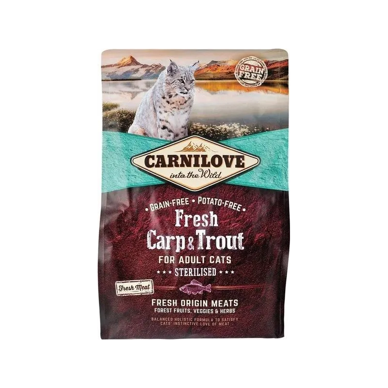 Sausā kaķu barība Carnilove Sterilised, zivs-forele, 2 kg