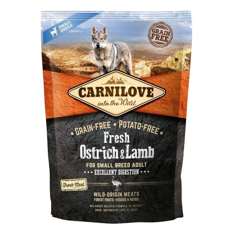 Sausas šunų maistas Carnilove Adult Dog Small Breeds Fresh Ostrich & Lamb, ėriena-strutiena, 1.5 kg