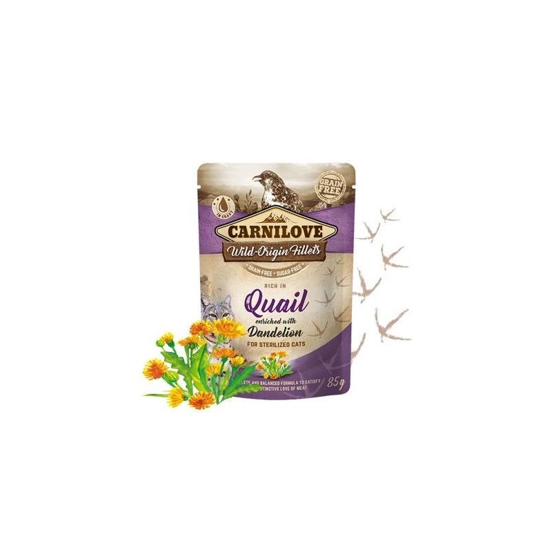 Mitrā kaķu barība Carnilove Cat Pouch Quail Dandelion