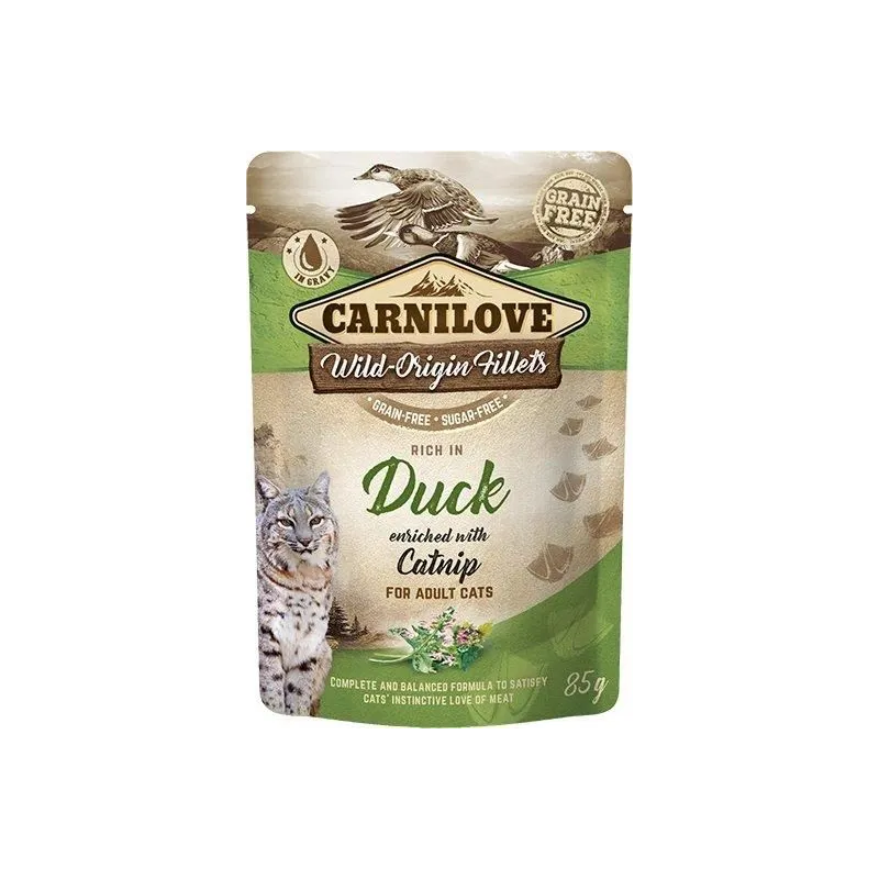 Mitrā kaķu barība Carnilove Rich in Duck Catnip, pīles gaļa, 0.085 kg
