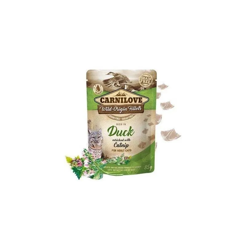 Mitrā kaķu barība Carnilove Rich in Duck Catnip, pīles gaļa, 0.085 kg