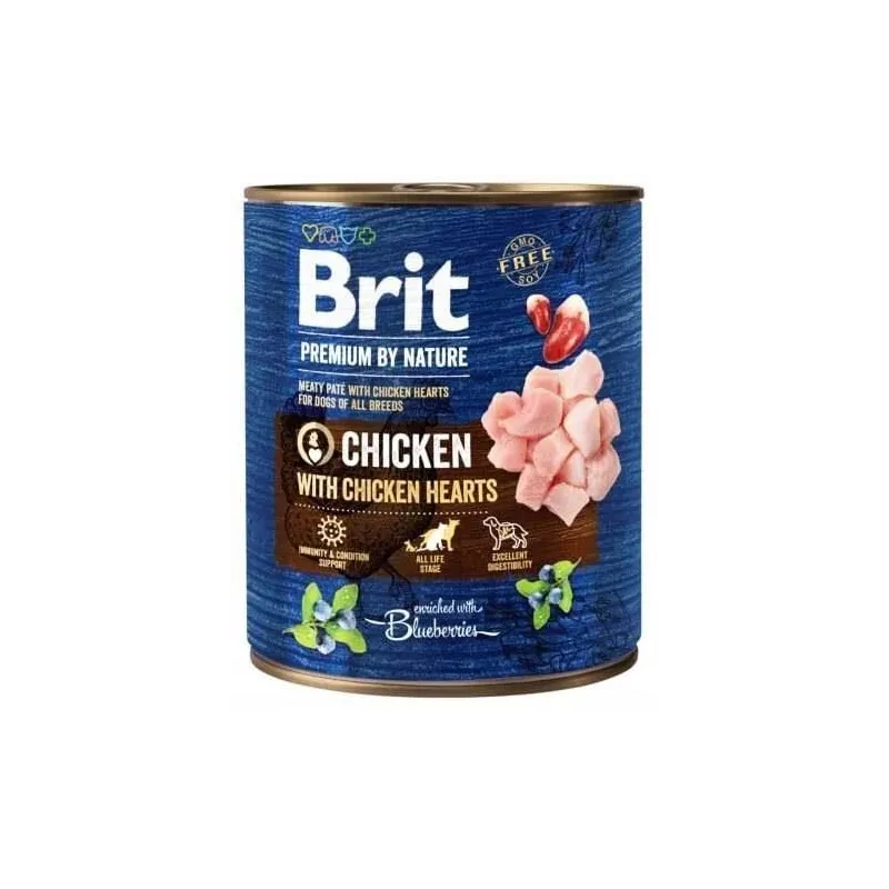 Mitrā barība ,konservi, suņiem Brit Premium By Nature Chicken with hearts, vistas gaļa, 0.8 kg