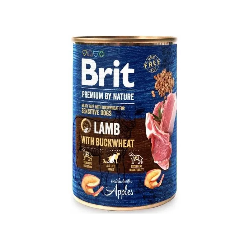 Mitrā barība ,konservi, suņiem Brit Premium By Nature Lamb With Buckwheat, jēra gaļa, 0.4 kg