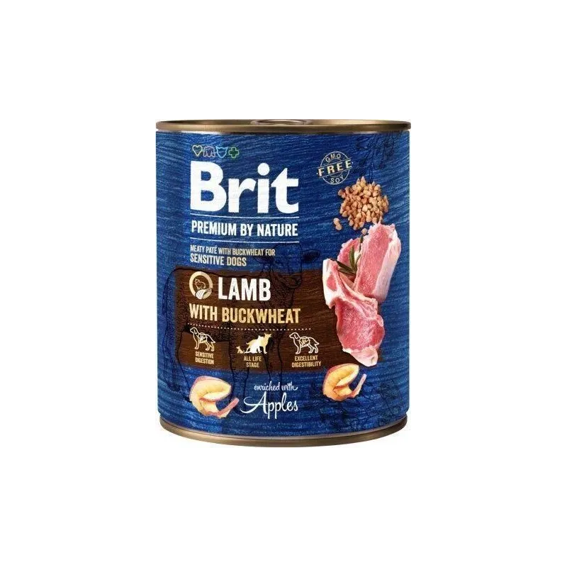 Mitrā barība ,konservi, suņiem Brit Premium By Nature Lamb With Buckwheat, jēra gaļa, 0.8 kg