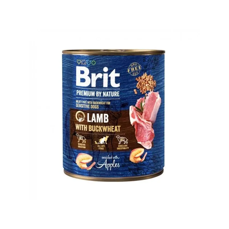 Mitrā barība ,konservi, suņiem Brit Premium By Nature Lamb With Buckwheat, jēra gaļa, 0.8 kg