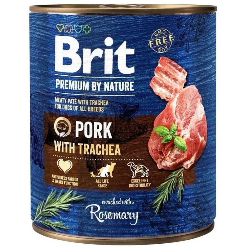 Mitrā barība ,konservi, suņiem Brit Premium By Nature Pork with Trachea, cūkgaļa, 0.8 kg