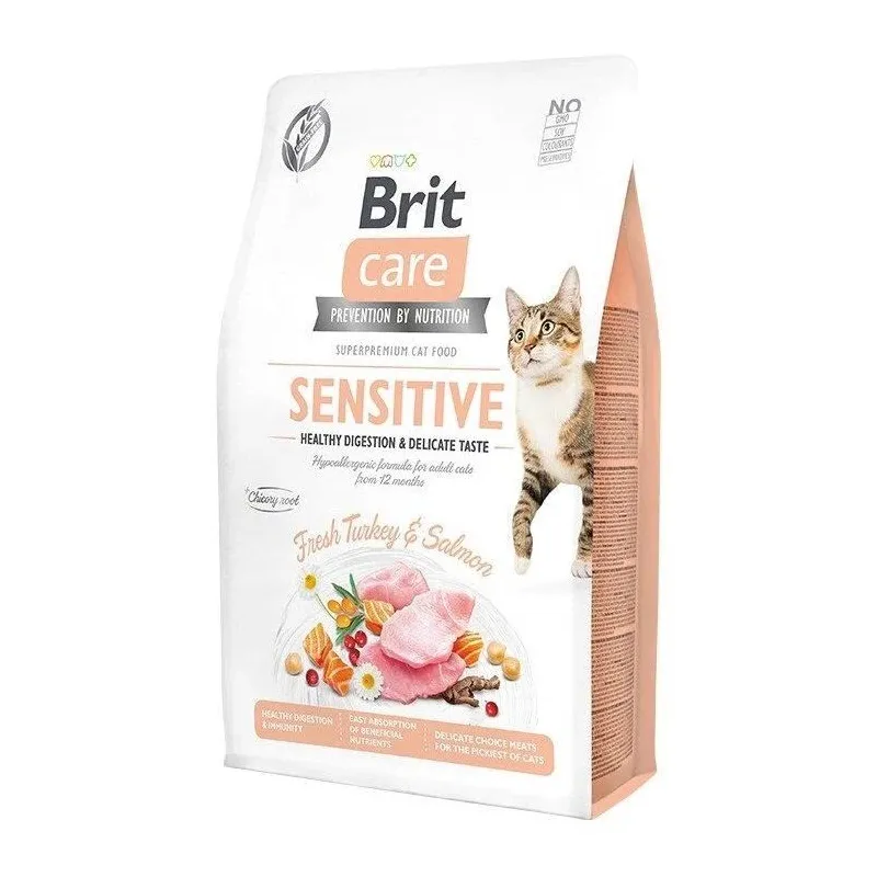 Sausā kaķu barība Brit Care Grain-Free Sensitive M-BRCDG2, tītara gaļa-lasis, 2 kg