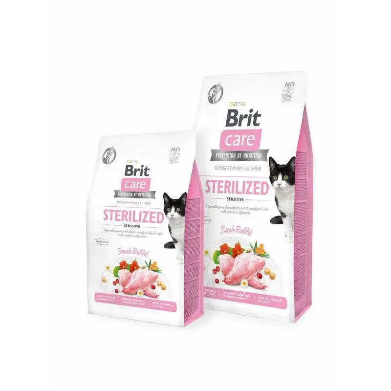 Sausā kaķu barība Brit Care Sterilised Sensitive, truša gaļa, 2 kg