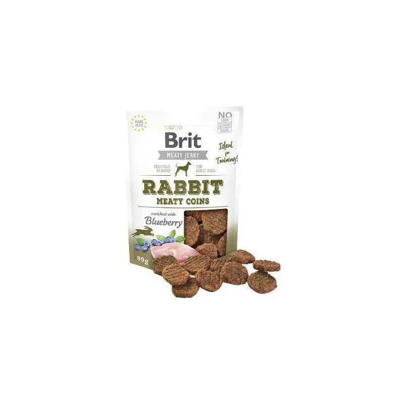 Gardums suņiem Brit Jerky Rabbit Meaty Coins, truša gaļa, 0.08 kg