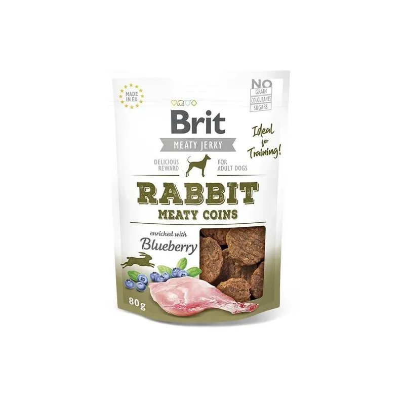 Gardums suņiem Brit Jerky Rabbit Meaty Coins, truša gaļa, 0.08 kg