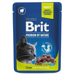 Šlapias kačių maistas Brit Premium By Nature Sterilised Lamb, ėriena, 0.1 kg