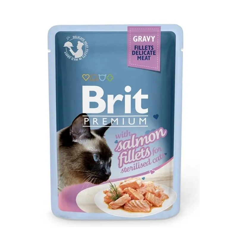 Mitrā kaķu barība Brit Premium By Nature Sterilised, lasis, 0.1 kg