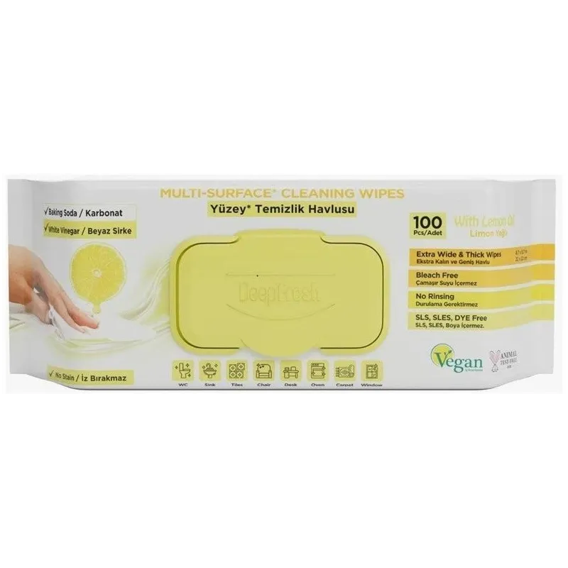 Drėgnos servetėlės Deepfresh Multi-surface Citrus, universalaus naudojimo, 100 vnt.