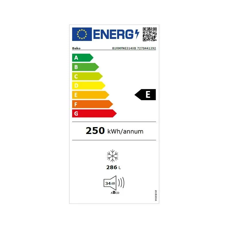 Šaldiklis Beko B3RMFNE314XB, vertikalus