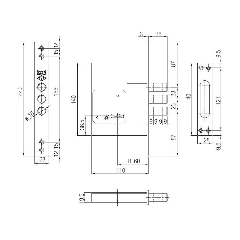 Iekaļamā slēdzene 257l cp
