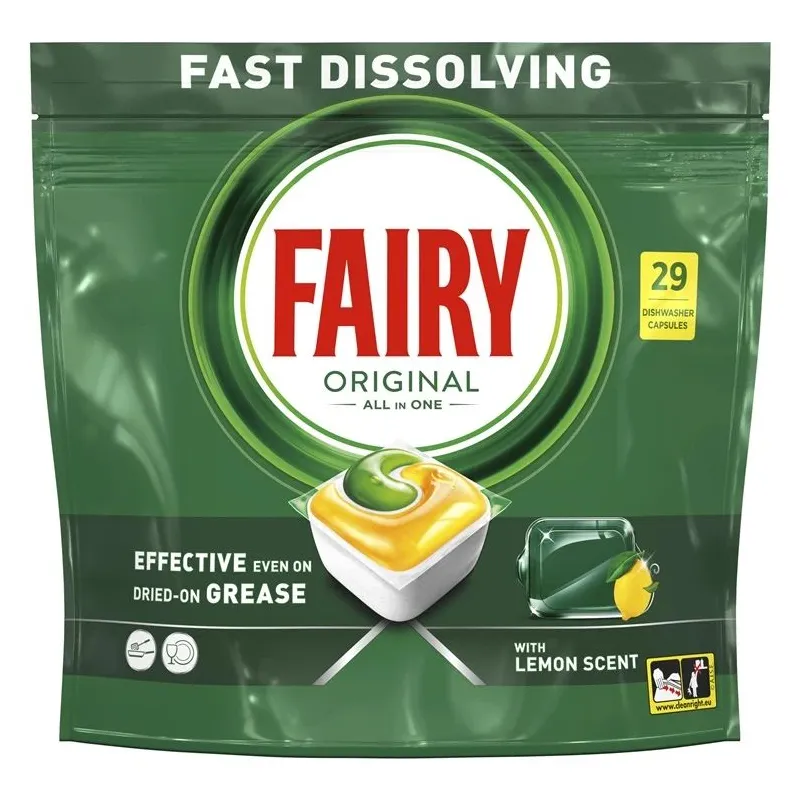 Trauku mazgājamās mašīnas kapsulas Fairy All in One Lemon, 29 gab.
