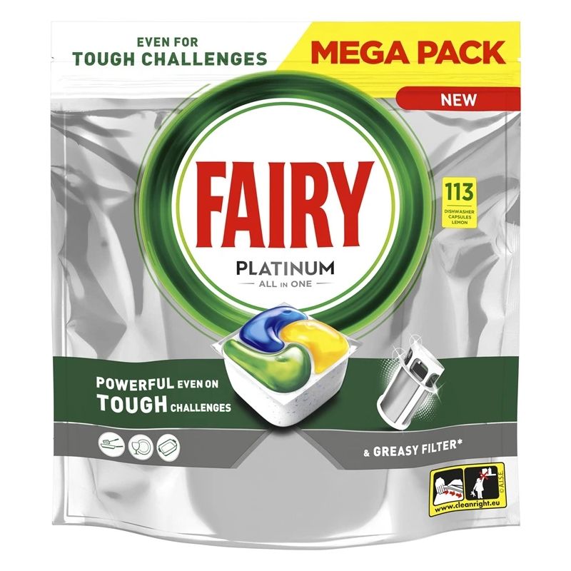 Trauku mazgājamās mašīnas kapsulas FairyPlatinumLemon.113gab