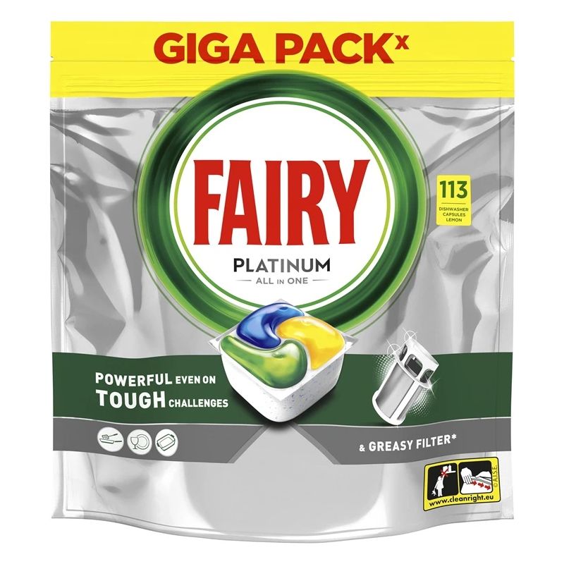 Trauku mazgājamās mašīnas kapsulas FairyPlatinumLemon.113gab