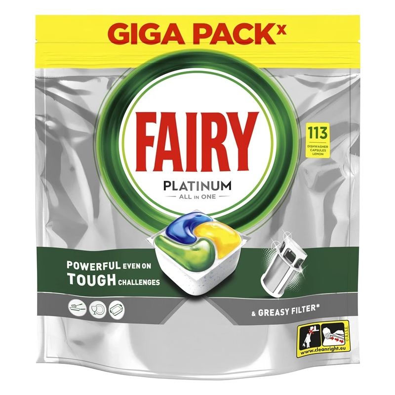 Trauku mazgājamās mašīnas kapsulas FairyPlatinumLemon.113gab