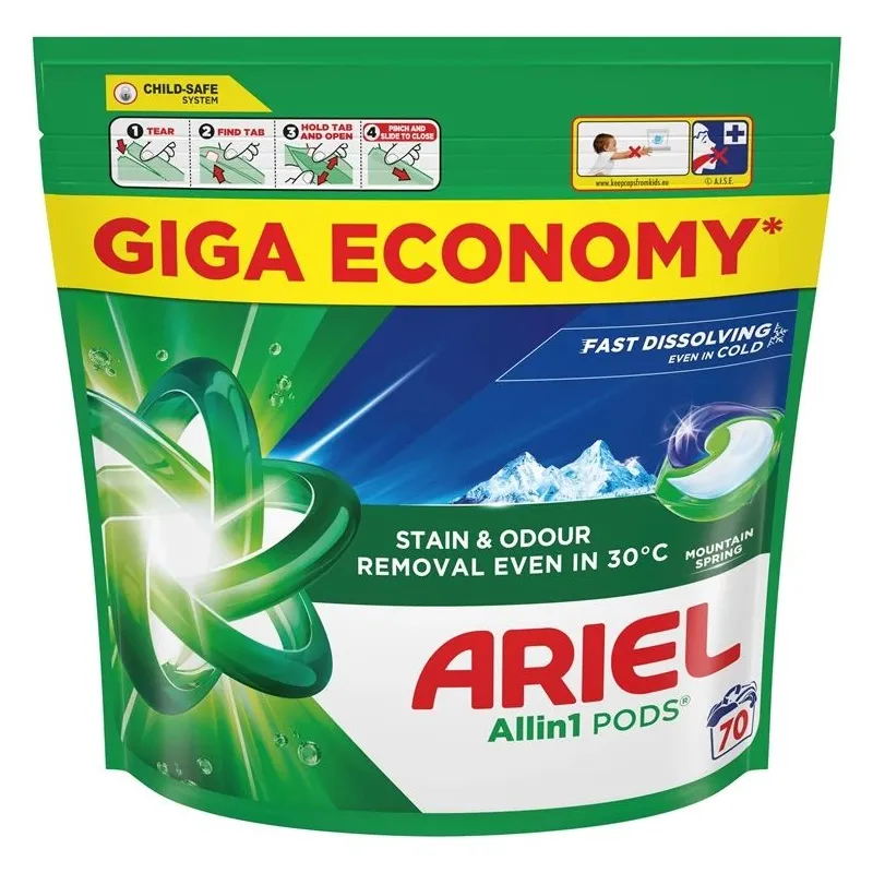 Kapsulas mazgāšanai Ariel All-in-1 PODS Mountain Spring, 70 gab.