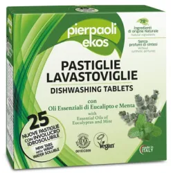 PIERPAOLI EKOS trauku mazgājamās mašīnas tabletes ar eikalipta un piparmētru ēterisko eļļu 25gab