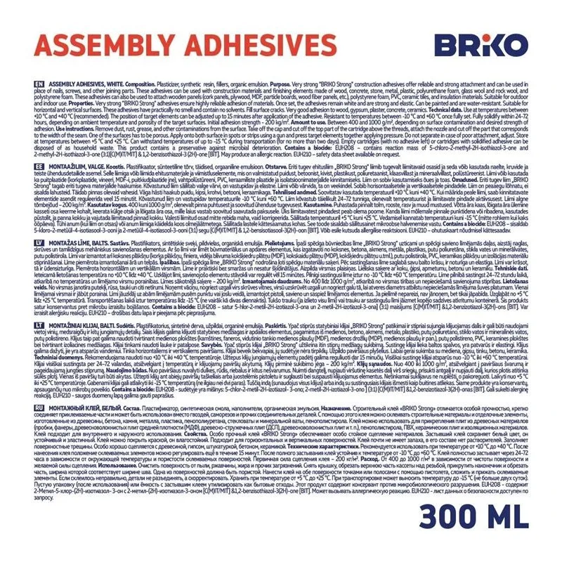 Līme komplekti Briko Universal Strong, 0.3 l, balta krās.