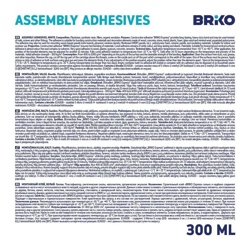 Klijai montažiniai Briko Express, 0.3 l, balta sp.