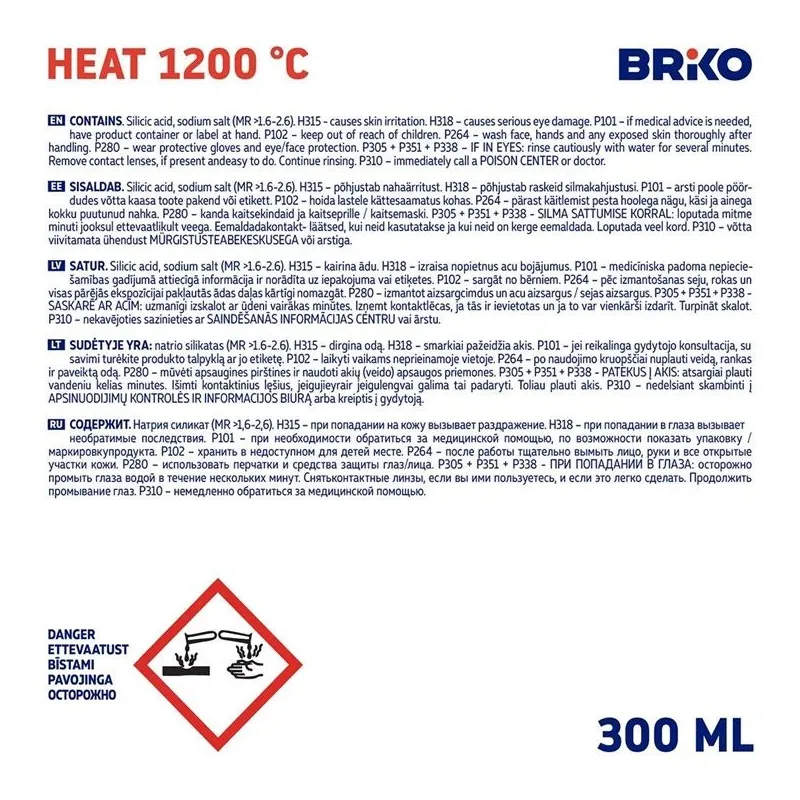 Hermētiķis Briko 1200 °C, 300 ml, melna krās.