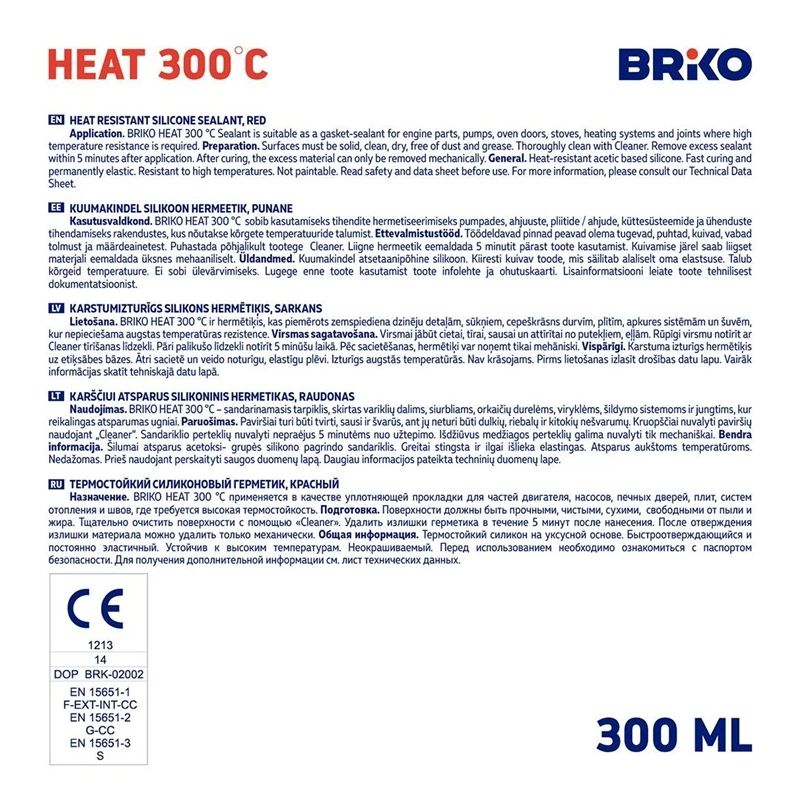 Hermētiķis Briko Heat 300 °C. 300 ml. sarkana
