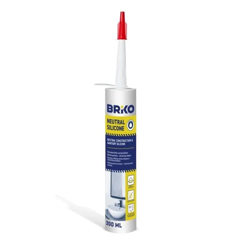 Hermētiķis Briko Neutral Silicone, 300 ml, balta krās.