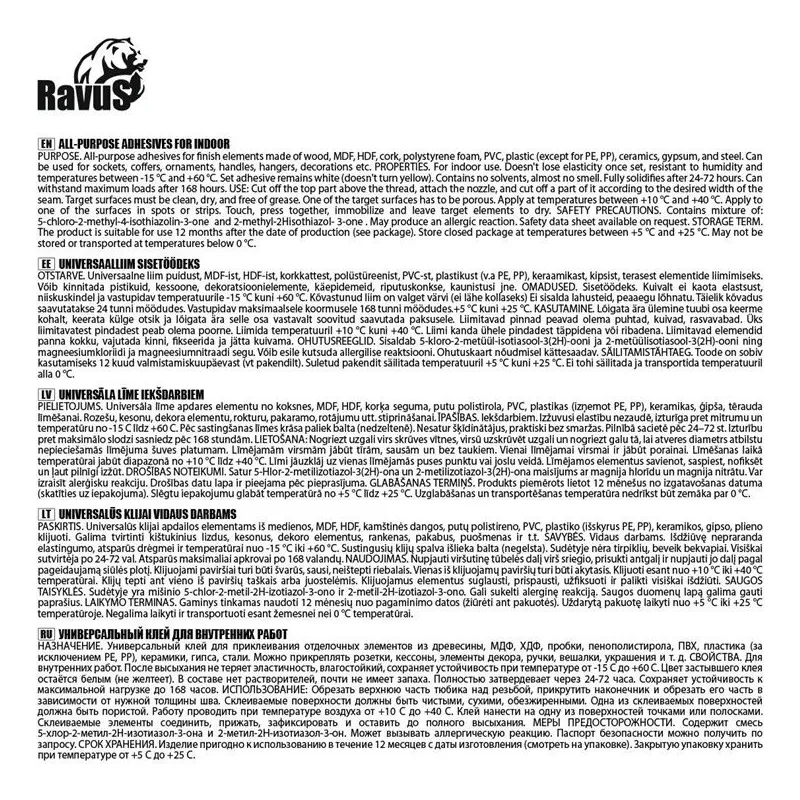 Līme universālā līme Ravus Universal, 0.3 l, balta krās.