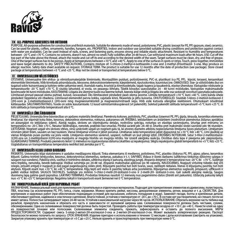 Klijai universalūs Ravus Multi-Bond, 0.3 l, balta sp.