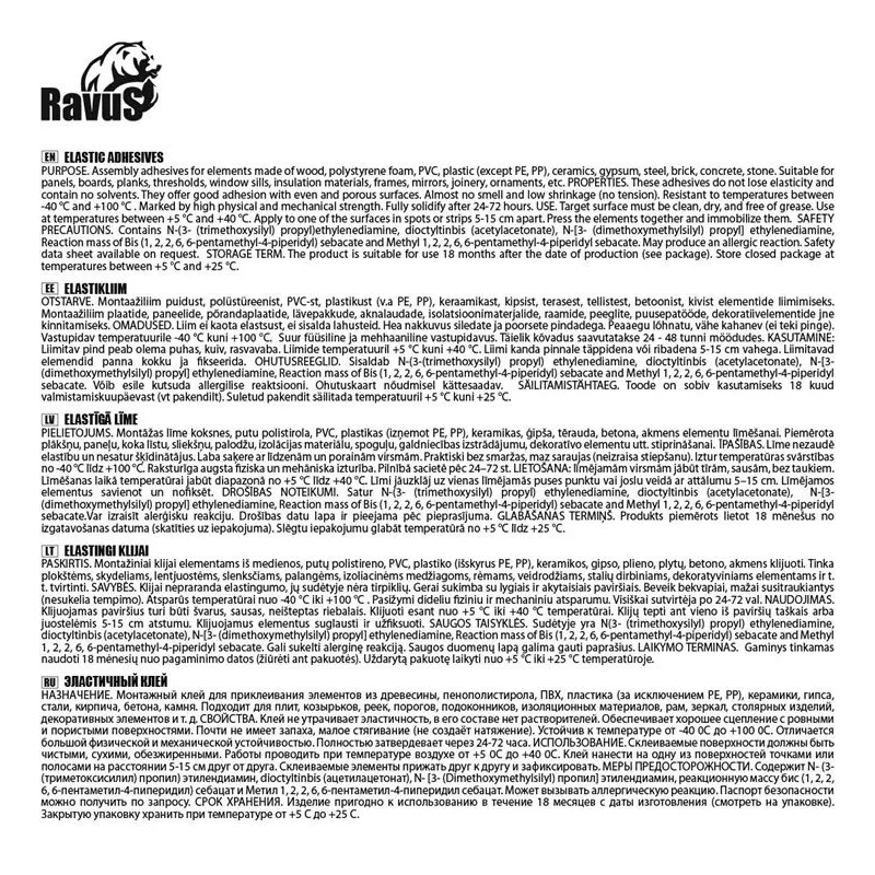 Līme elastīga Ravus Flexy power, 0.29 l, balta krās.